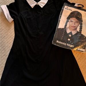 The Addams Family- Wednesday Addams Black and White Collared Halloween Dress